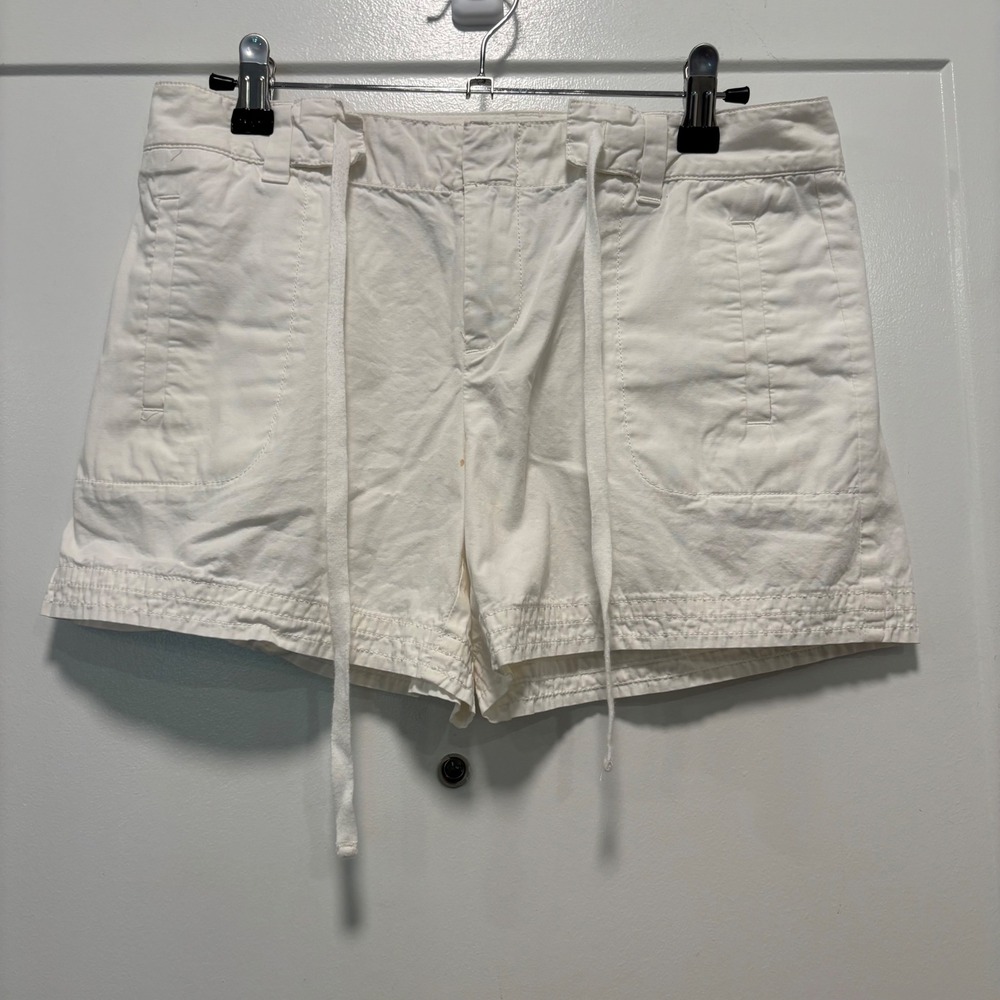 Ann‎ Taylor Loft Womens White Cotton Drawstring Utility Shorts Size 0